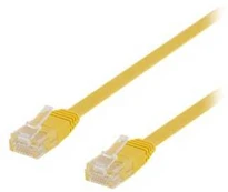 DELTACO U/UTP Cat6 patch cable, flat, 0.5m, 250MHz, yellow