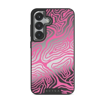 Pink Shores - Samsung Galaxy S25 Case, Elite Mirror Dark (Magnetic) / Silver
