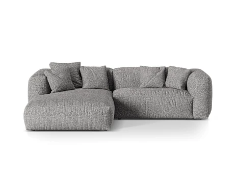 Boucle Modular Left Corner Sofa, "Martina", 2 Seats, 280x176x75, Graphite