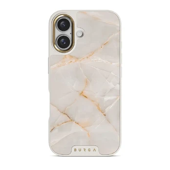 Vanilla Sand - Marble iPhone 16 Plus Case, Elite Light (MagSafe) / Gold