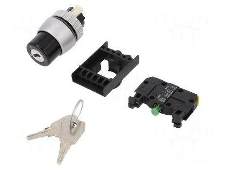 Switch: rotary with key | Stabl.pos: 2 | 22mm | black | IP65 | Pos: 2