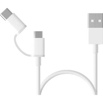 Xiaomi Mi 2-in-1 USB Cable Micro USB to Type C White, Charge & Sync Cable, 0.3 m