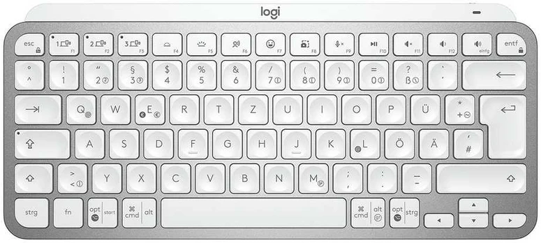 Minimalistinė Belaidė Klaviatūra su pašvietimu Logitech MX Keys Mini, DE išdėstymas, Pilka