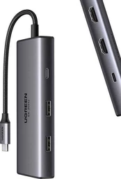 Adapteris USB Ugreen Adapteris 6w1 UGREEN CM498 Hub USB do 2x USB-A 3.0, USB-C 3.0, 2xHDMI, PD kaina