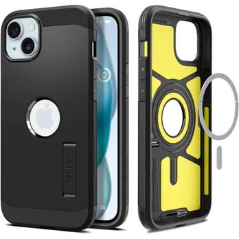[Užsakomoji prekė] Dėklas iPhone 15 - Spigen Tough Armor MagSafe - Juodas
