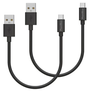 Lot 2 USB-C 20cm juodi laidai Xiaomi Redmi Note 13 / Redmi Note 13 Pro / Redmi Note 13 Pro Plus Phonillico®