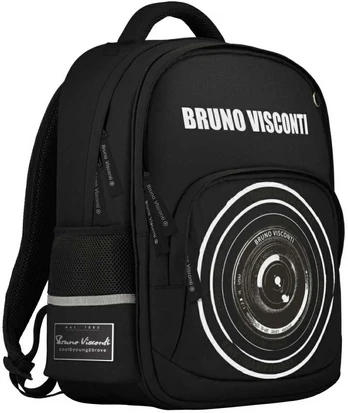 Kuprinė Bruno Visconti Lens, ergonomiška, juodos spalvos