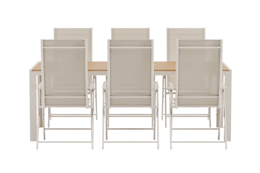 Break Table - Beige with 6 Levanzo Chair - Beige