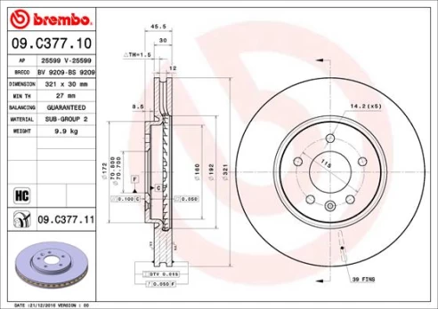 BREMBO 09.C377.11 Brake Disc