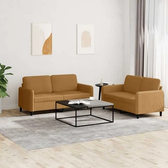 Sofa Sofos komplektas, 2 dalių, rudos spalvos, aksomas