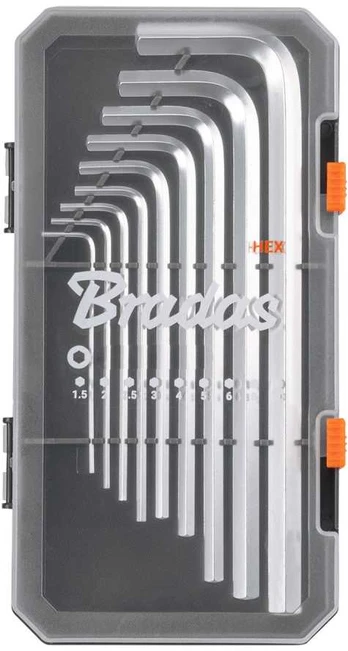 HEX šešiakampių raktų rinkinys Bradas, 1,5–10 mm, 9 vnt., long