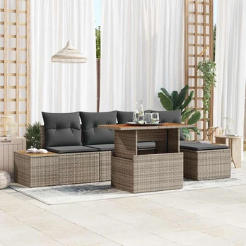 Sodo Sofa Komplektas 6 dalių Pilka