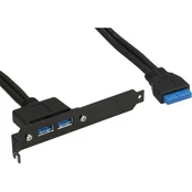 Adapteris InLine 19 pin x 2, USB 3.0 x 4, 0.5 m, juoda kaina