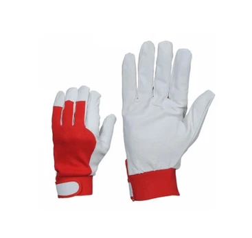 Pirštinės odinės Forte Tools, balta/raudona, L