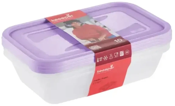 Keeeper Food container set rectangular 3x2,4L Fredo "Fresh" transparent/light violetinė