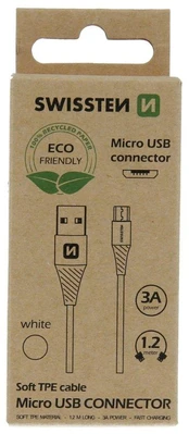 Swissten Eco Friendly Fast Charge 3A Micro USB Data and Charging Cable 1.2m kaina