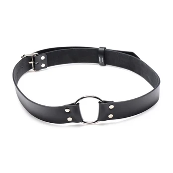 XR Brands Leather Chair Harness with Adjustable Ring, Juodas