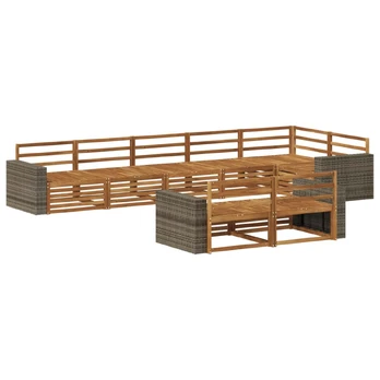 Lauko sofos komplektas 8 pcs Natūrali