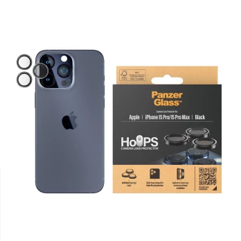 PanzerGlass™ -  Hoops Camera Lens Protector iPhone 15 Pro - 15 Pro Max - Black Metal
