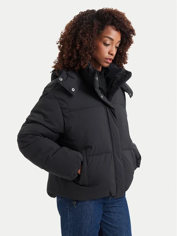 Simple Žieminė striukė 62KUDP104 Juoda Regular Fit