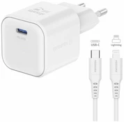 Swissten Travel Charger GaN USB-C 20W PD + Data Cable USB-C - Lightning 1.2m kaina