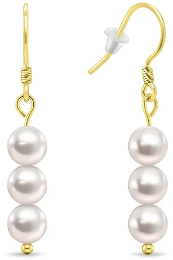 Brilio Silver Gold-plated dangle earrings with real pearls EA1287Y