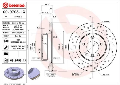 Stabdžių diskas BREMBO 09.9793.1X