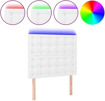 Lova Galvūgalis su LED, baltos spalvos, 90x5x118/128 cm