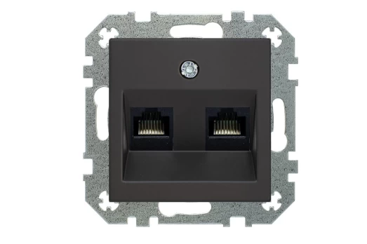Komp. Lizdas RJ45 x 2, Liregus RETRO , juoda/matinė sp.