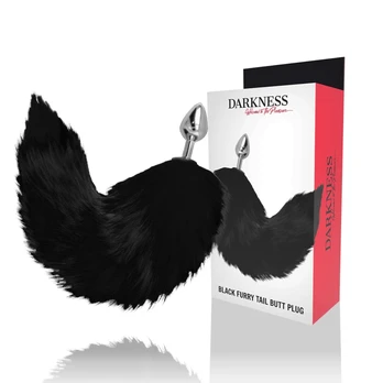 Analinis kaištis DARKNESS BLACK TAIL BUTT PLUG