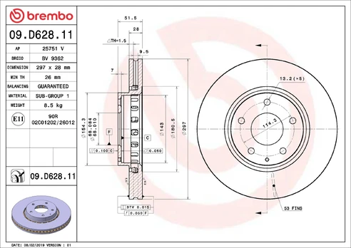 BREMBO 09.D628.11 Brake Disc