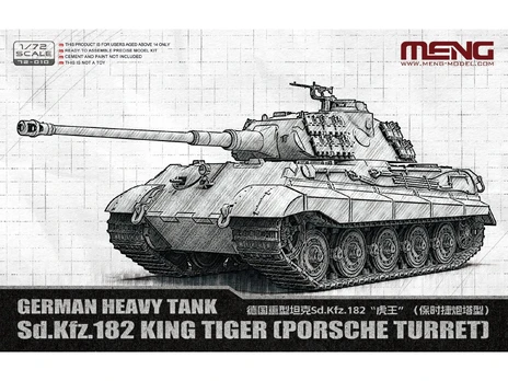 Meng vokiškas sunkus tankas King Tiger Porsche, 1/72 plastikinis