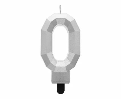 GoDan 0 numerio žvakė - Deimantas, metalinis sidabras, 7,6 cm