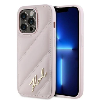 Karl Lagerfeld KLHCP14XPQDSMGP iPhone 14 Pro Max 6.7" rožinė/pink hardcase Diagonal Quilted Script