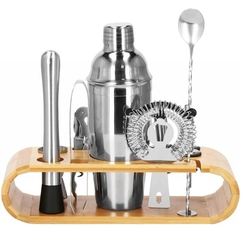 Springos Kokteilių gaminimo rinkinys su bambuko stovu PROFESSIONAL SET, 750ml 12vnt. MAXI