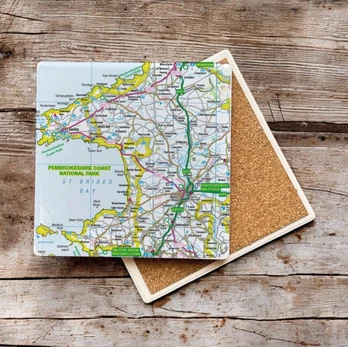 OS Map Ceramic Single Coaster - Pembrokeshire Coast National Park