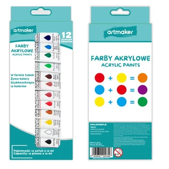 Akrilinių dažų rinkinys Artmaker, 12 ml, 12 vnt.