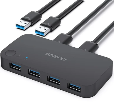 BENFEI switch USB 3.0 4 port for four devices juodas