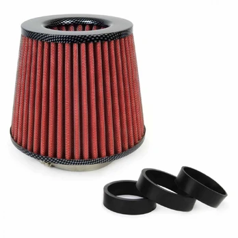 Raudonkarboninis kūginis oro filtras + 3 adapteriai amio-01713