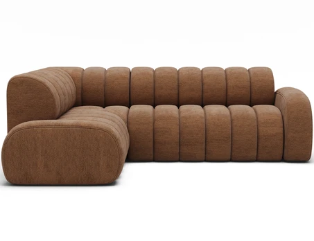 Villeo corner sofa with sleeping function and extendable seat, brick red chenille, left-hand, Modern, Brick red
