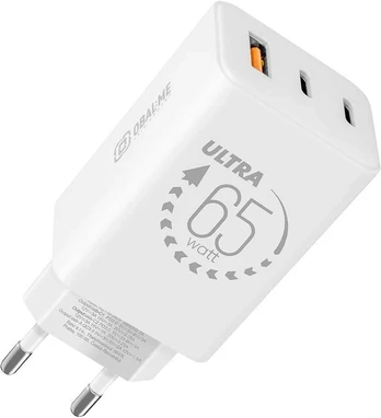 OBAL:ME GaN Wall Charger USB-A + 2xUSB-C 65W Baltas
