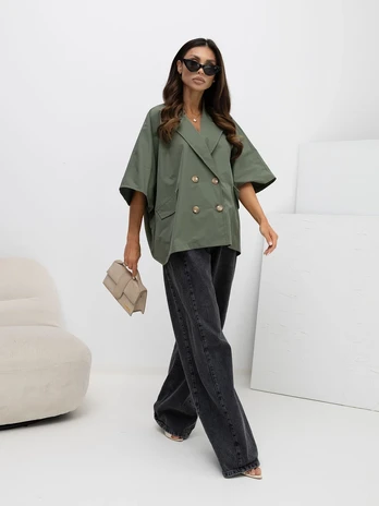 Rue Paris Płaszcz-IT-KR-FL10153KSM.91-khaki