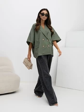 Rue Paris Płaszcz-IT-KR-FL10153KSM.91-khaki kaina