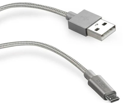 Cable SBS Braided USB/MicroUSB 1m Silver