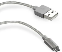 Cable SBS Braided USB/MicroUSB 1m Silver kaina