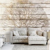 Artgeist Fototapetas - Tree on Boards 100x70 kaina