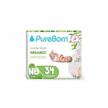 PUREBORN sauskelnės NB SINGLE, 0-4,5kg, 34 vnt.