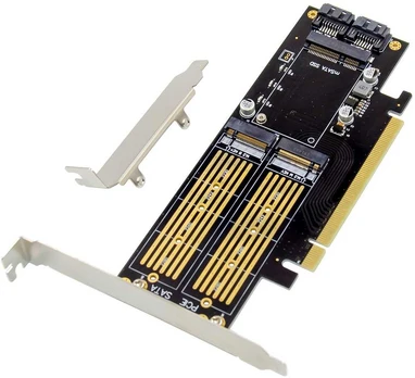 „InLine® PCIe“ plokštė x16 su 2 M.2 ir 1 mSATA lizdais