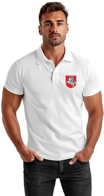 Vyriški balti polo marškinėliai Herbas