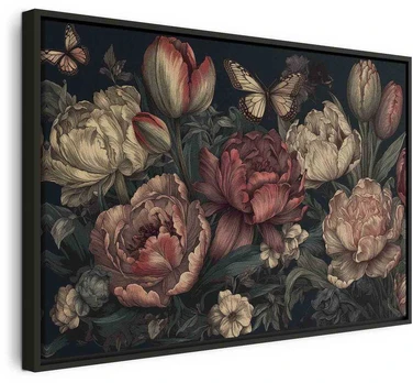 Artgeist Paveikslas - Flowers on a turquoise background